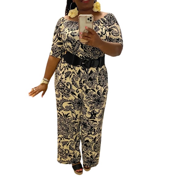 Brand New! Tacera Printed Navy/Coral Jumpsuit size PS - Picture 12 of 13